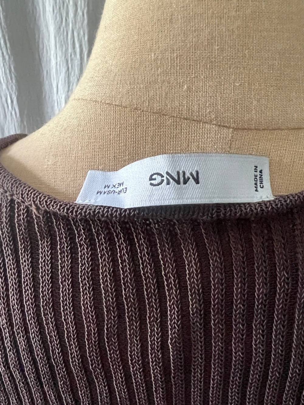 Mango Ribbed Square-Neck Tank Top - Dark Brown - Picture 3 of 3
